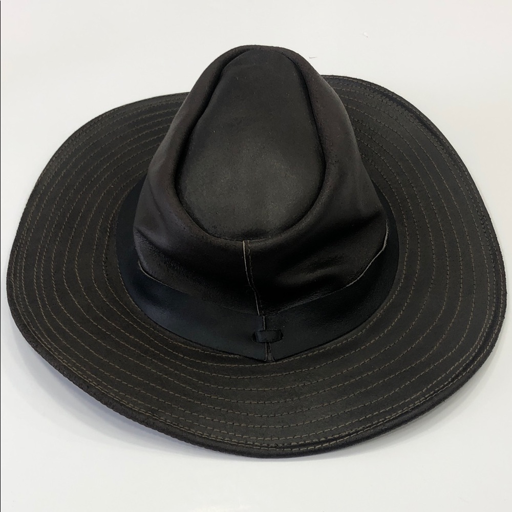 🤠Brown Genuine Leather Trilby / Fedora / Rancher Hat – Size M - Picture 3 of 16